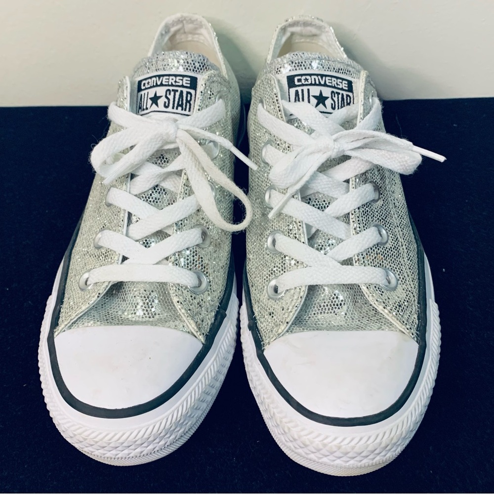 Converse Glittery Silver Sneakers